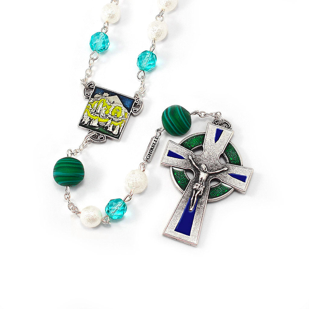 Our Lady of Knock Queen of Ireland Rosary with Murano Glass