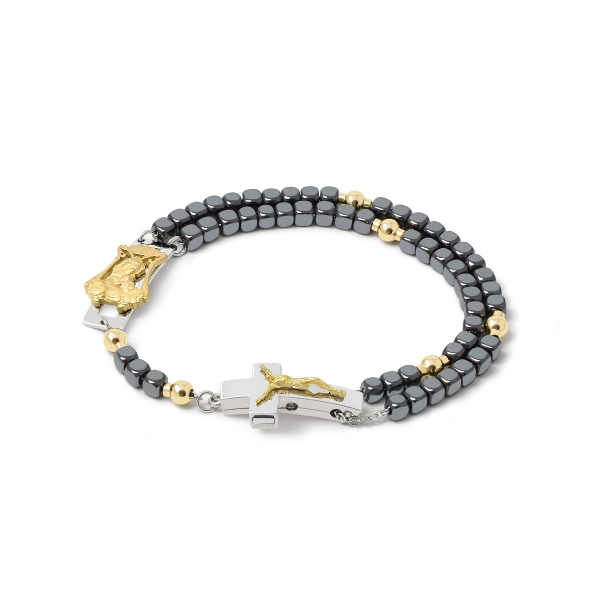 ROSALET® DEVOZIONALE - PERLE QUADRATE IN EMATITE LUCIDA