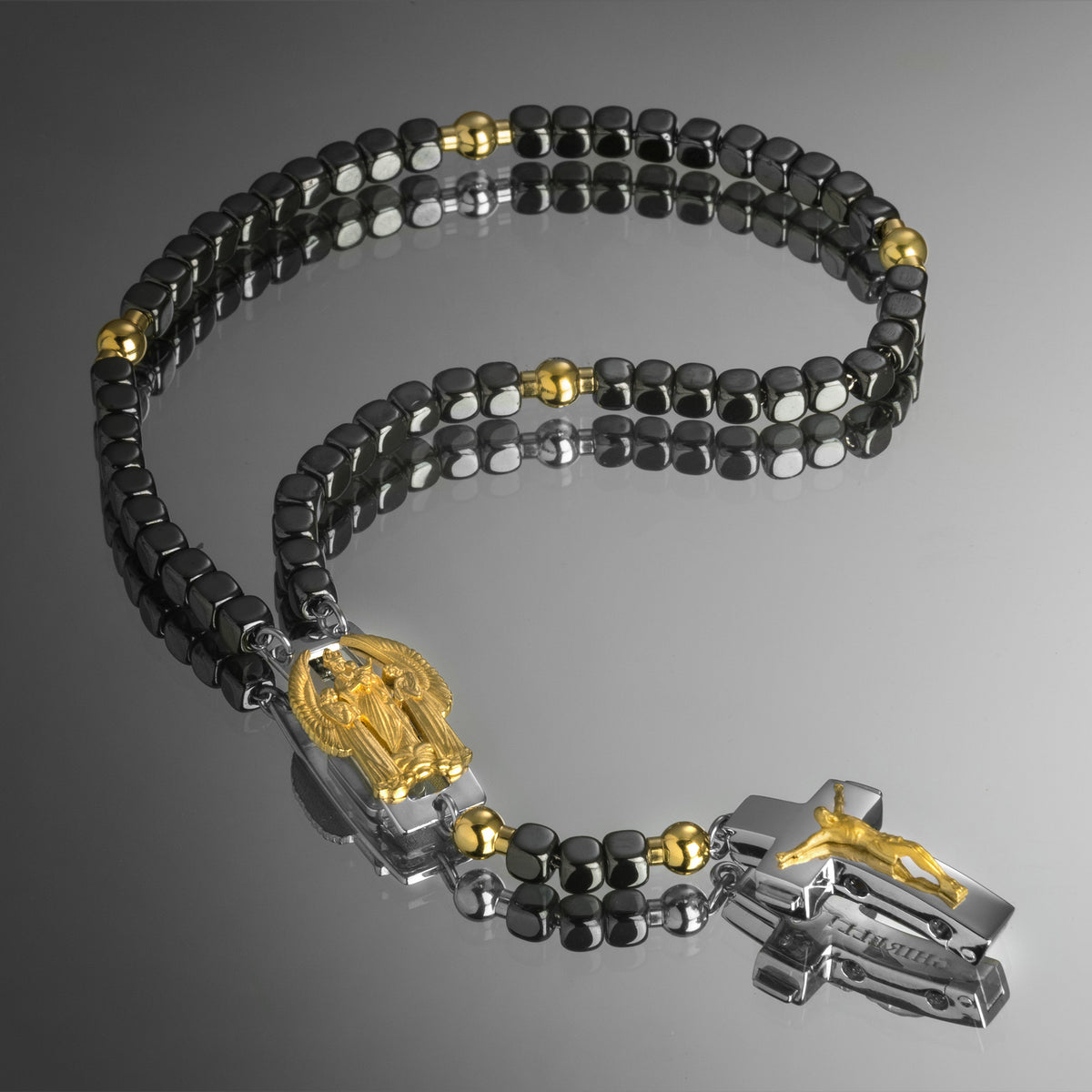 ROSALET® DEVOZIONALE - PERLE QUADRATE IN EMATITE LUCIDA