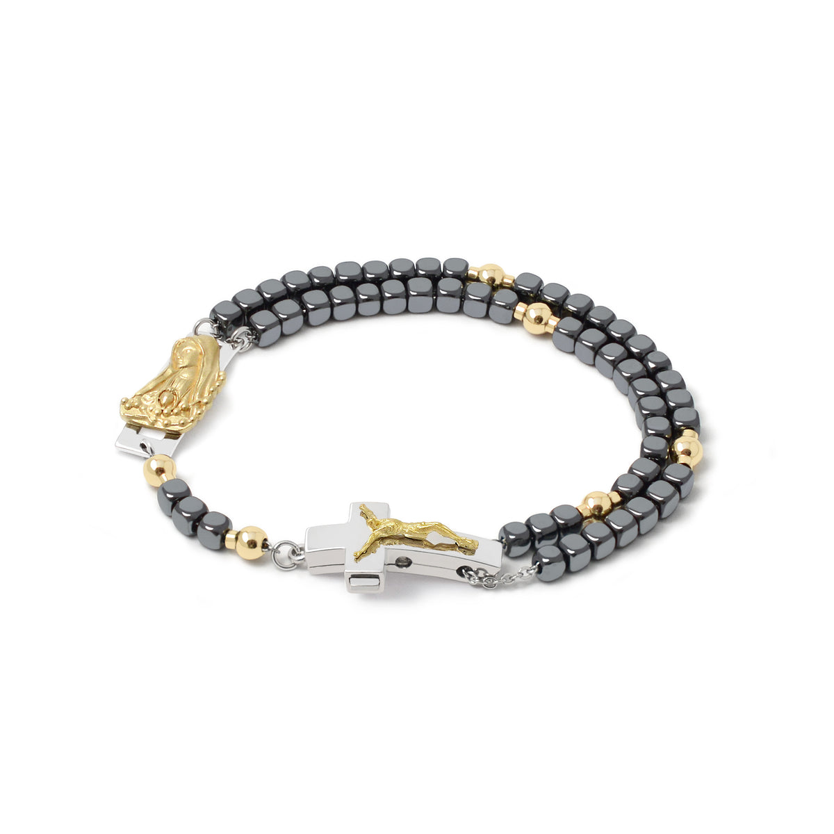 ROSALET® DEVOZIONALE - PERLE QUADRATE IN EMATITE LUCIDA