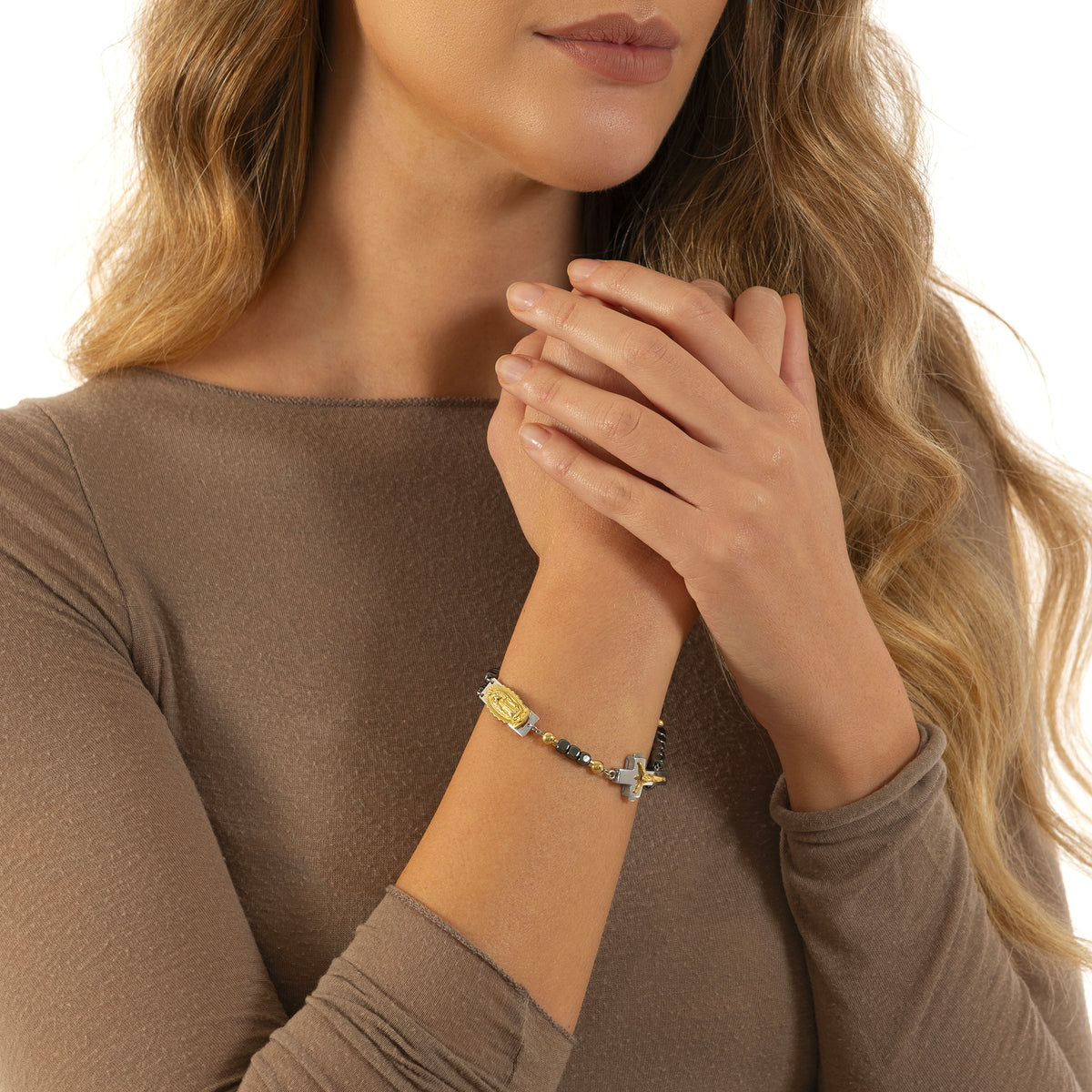 ROSALET® DEVOZIONALE - PERLE QUADRATE IN EMATITE LUCIDA