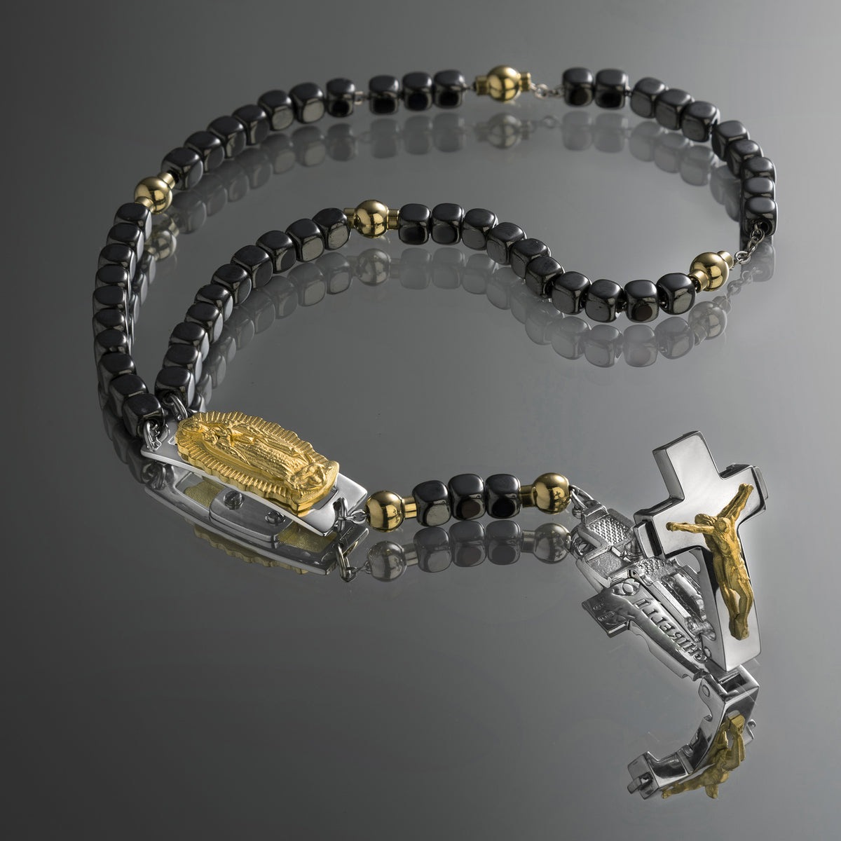 ROSALET® DEVOZIONALE - PERLE QUADRATE IN EMATITE LUCIDA