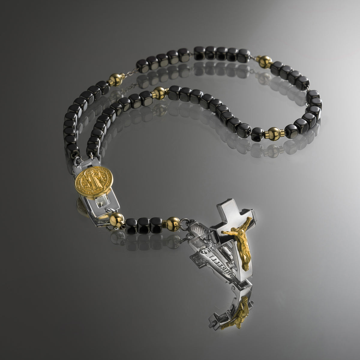 ROSALET® DEVOZIONALE - PERLE QUADRATE IN EMATITE LUCIDA