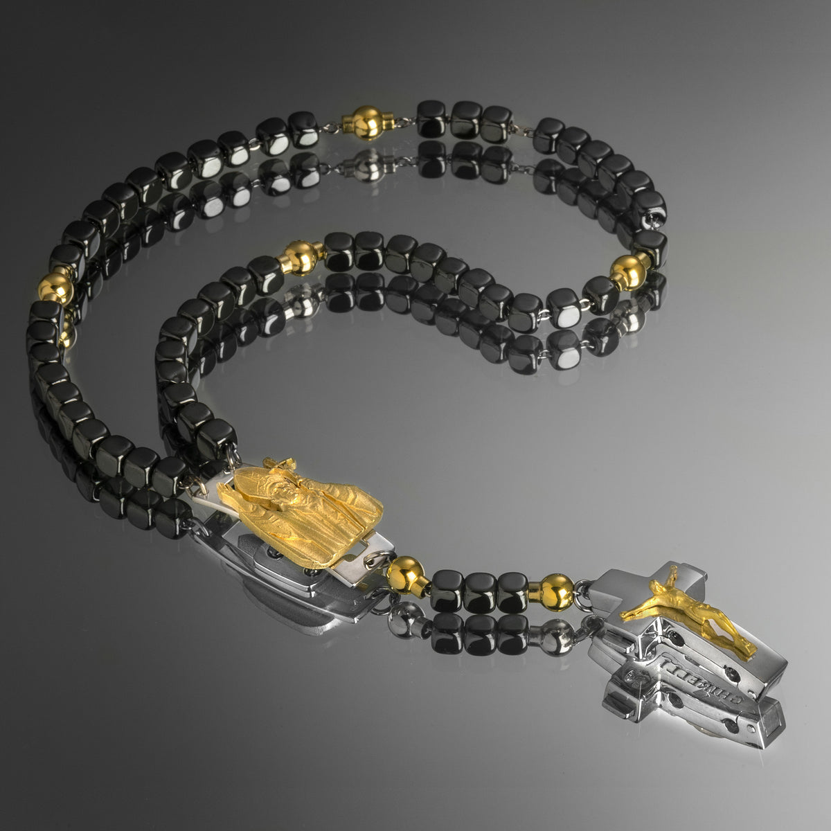 ROSALET® DEVOZIONALE - PERLE QUADRATE IN EMATITE LUCIDA