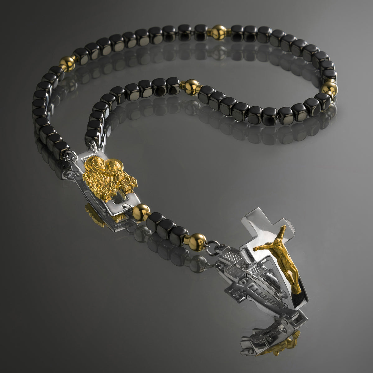 ROSALET® DEVOZIONALE - PERLE QUADRATE IN EMATITE LUCIDA