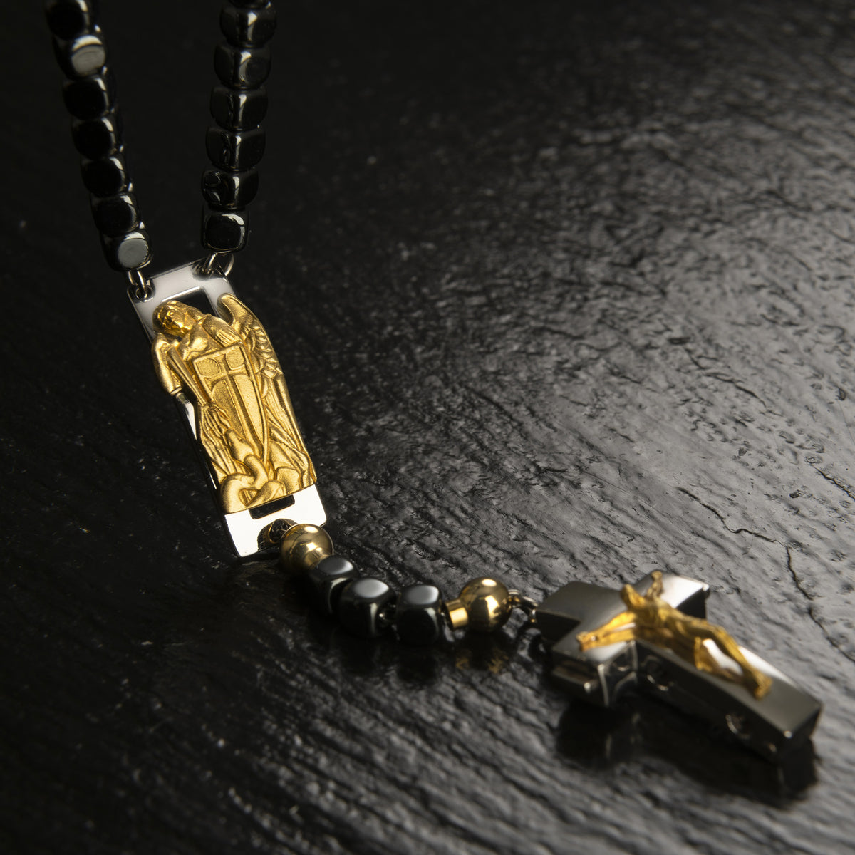 ROSALET® DEVOZIONALE - PERLE QUADRATE IN EMATITE LUCIDA