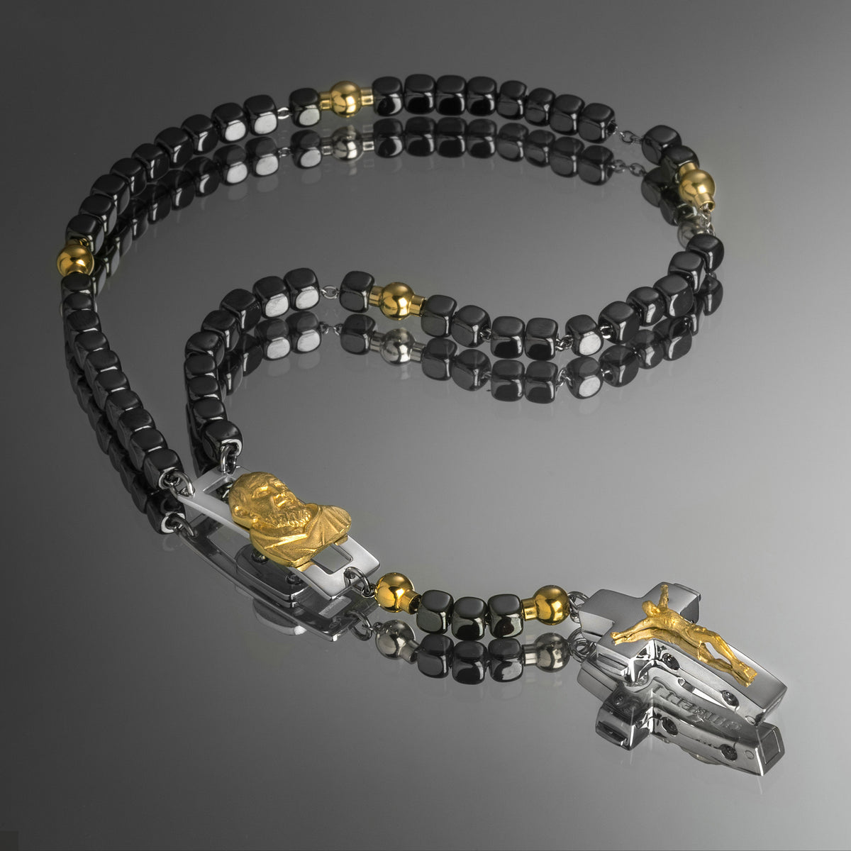 ROSALET® DEVOZIONALE - PERLE QUADRATE IN EMATITE LUCIDA