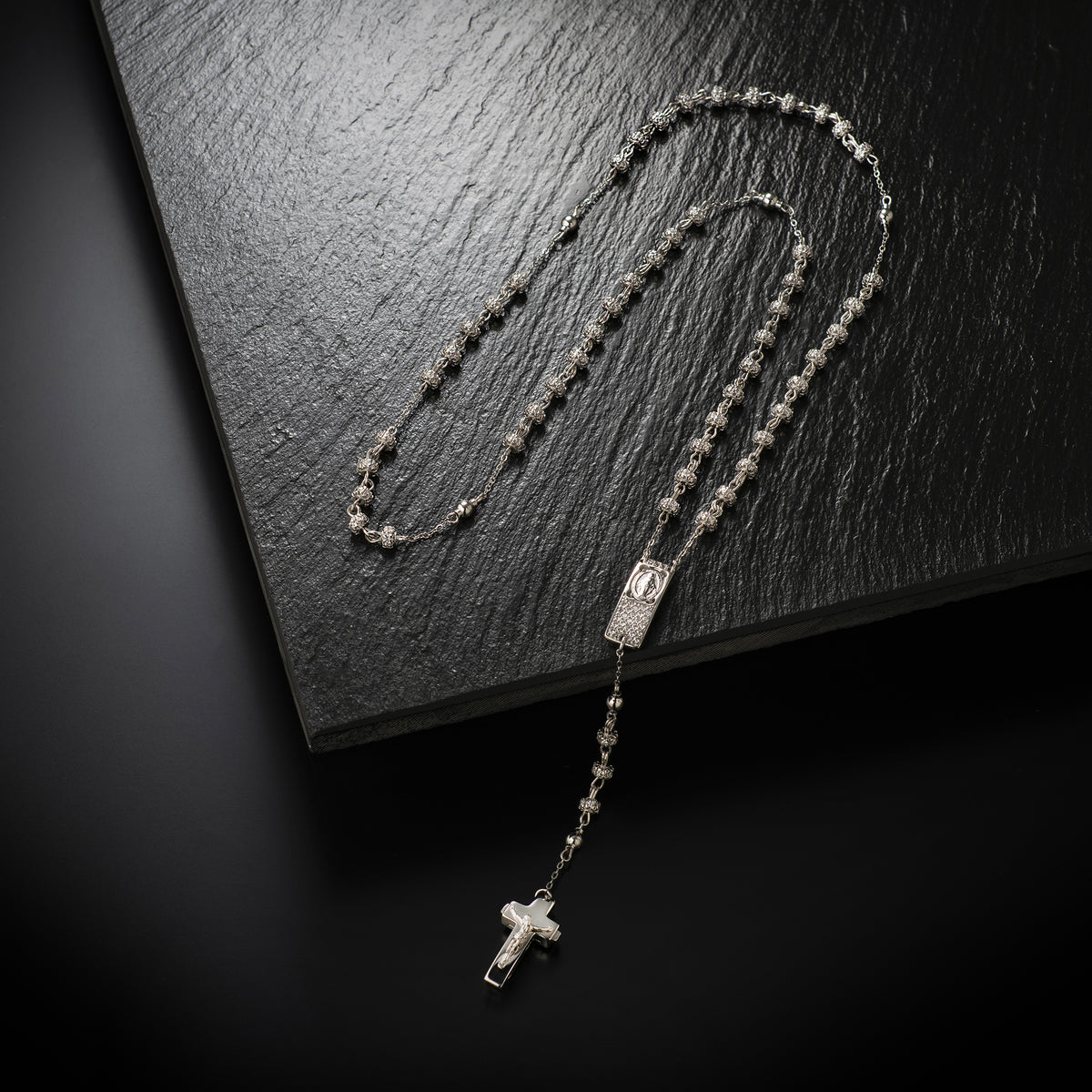 Sterling silver wearable rosary necklace