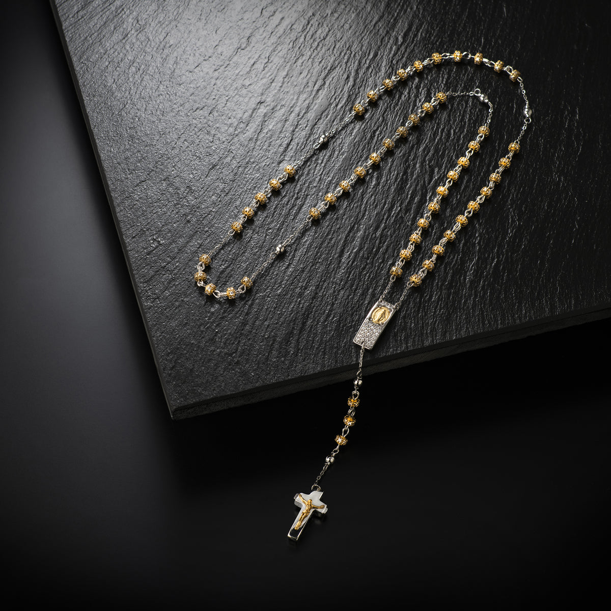 Sterling silver and gold wearable rosary