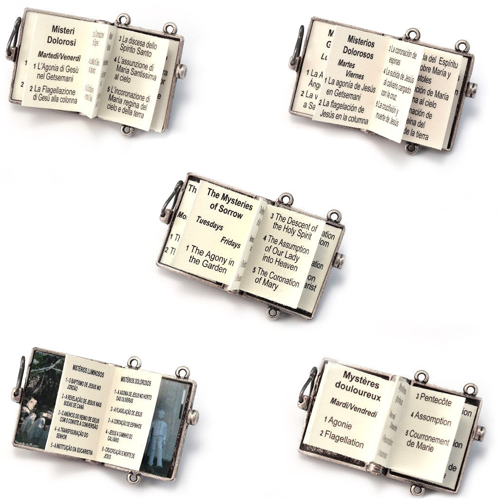 Lourdes Mysteries Booklet Faceted Rose & Silver Rosary