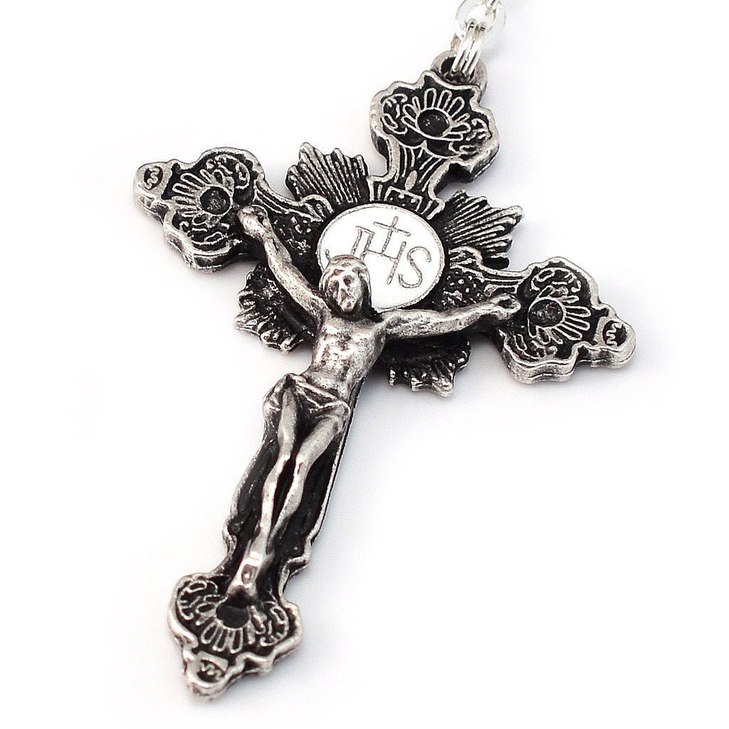 Fatima Lily Blush & Silver Rosary