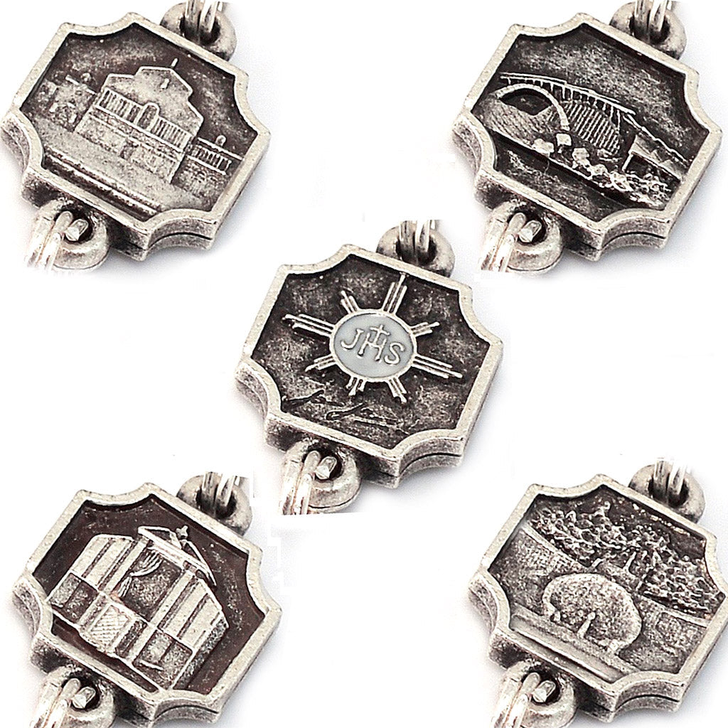 Saint Pio of Pietrelcina Rosary in Antique Silver with Wood Beads