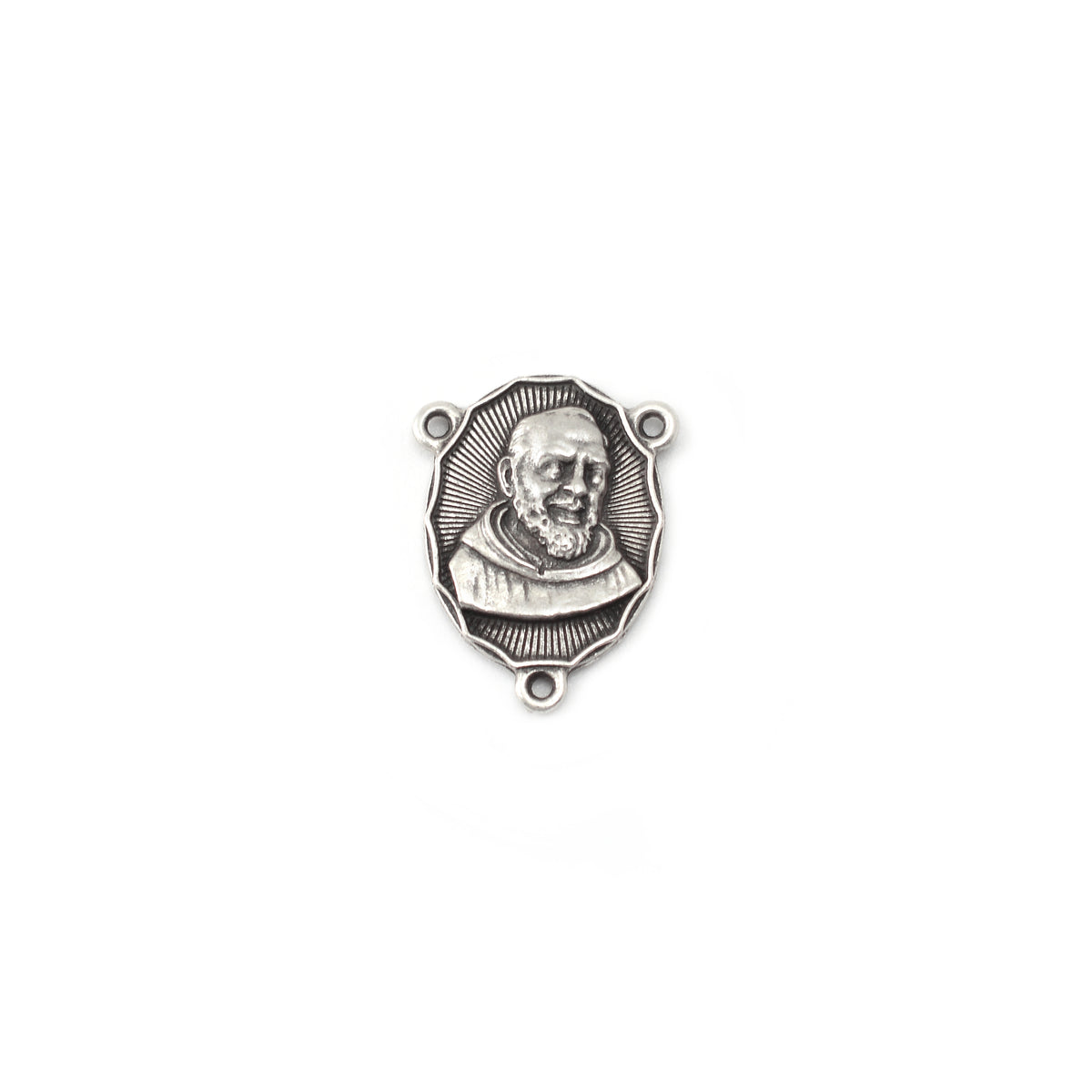 Saint Pio of Pietrelcina Rosary in Antique Silver with Wood Beads