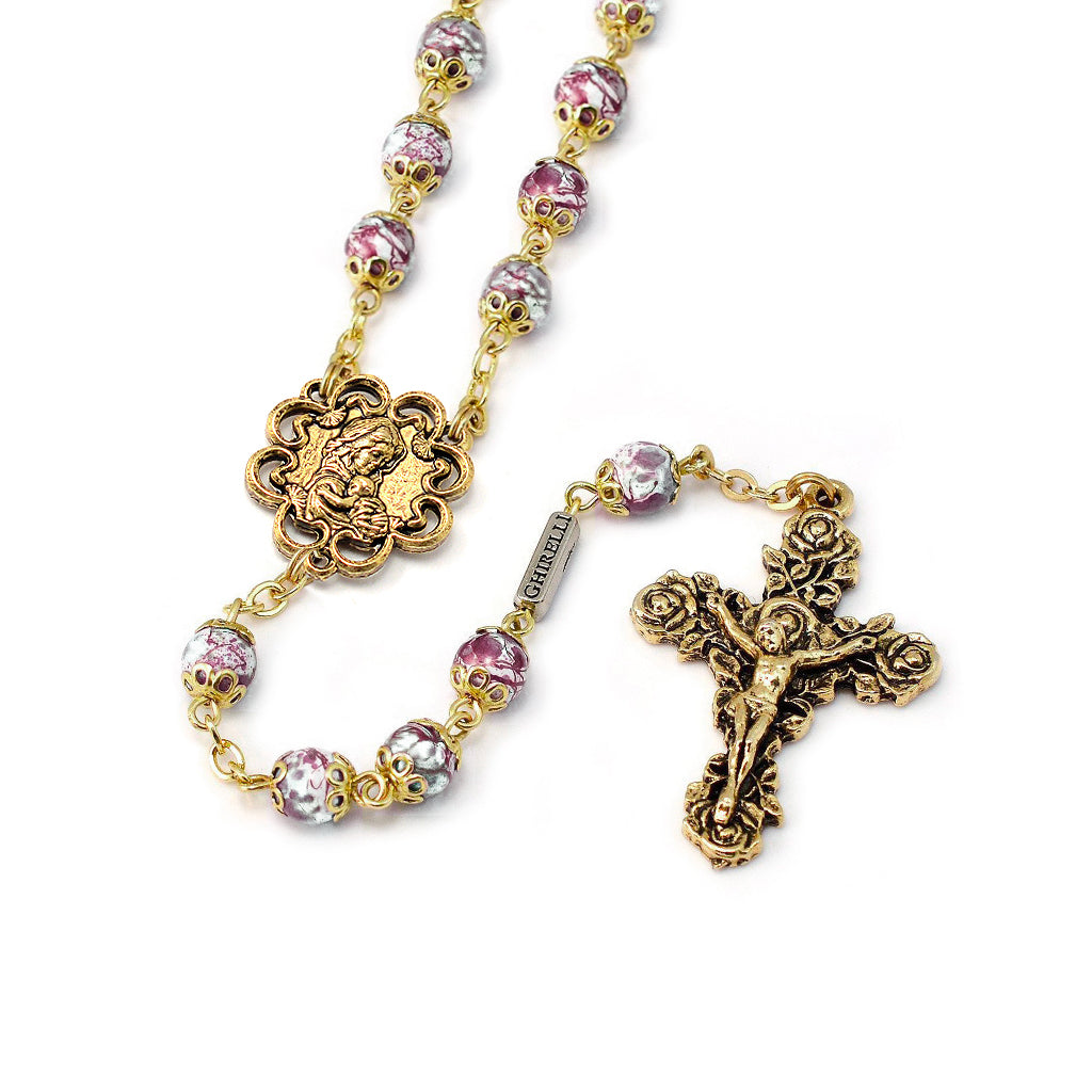 Mary&#39;s Motherly Love Collection Blue &amp; Gold Rosary