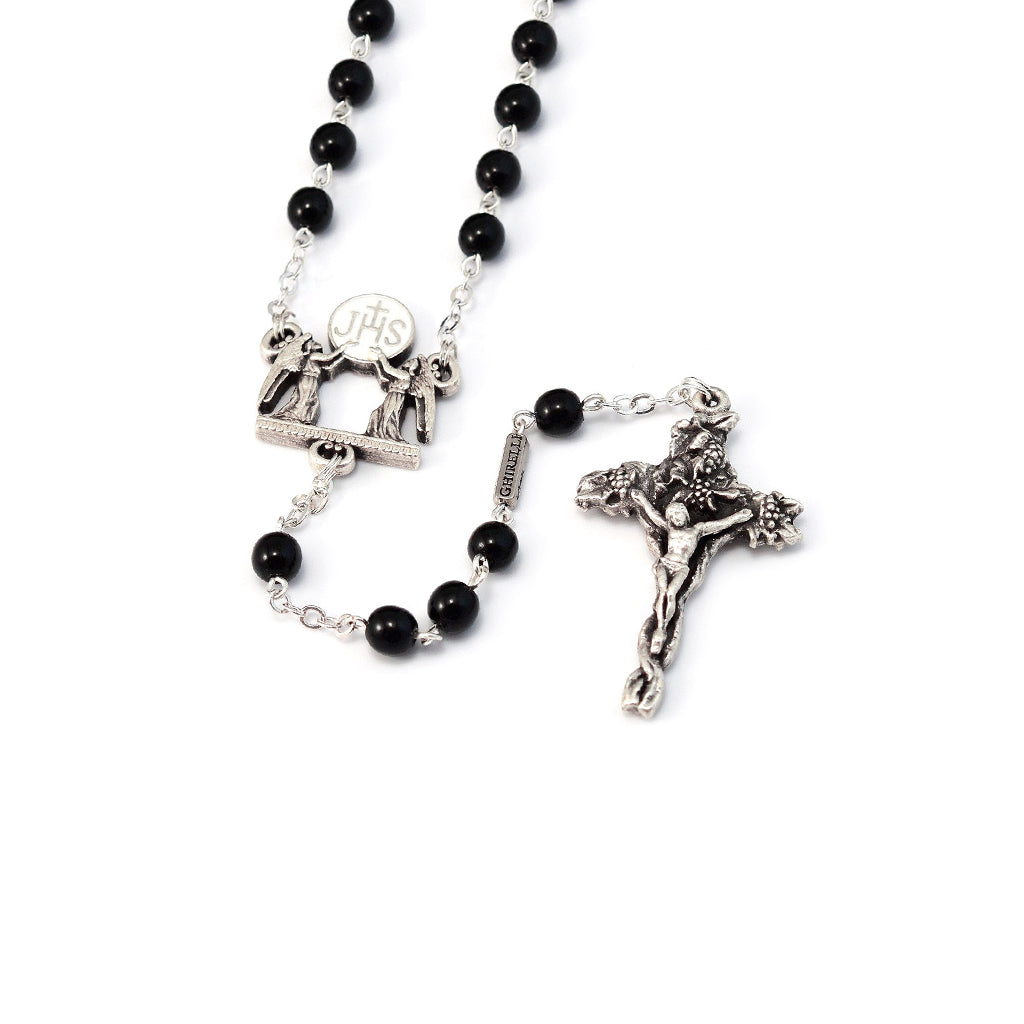 Holy Communion Black & Silver Vine Rosary
