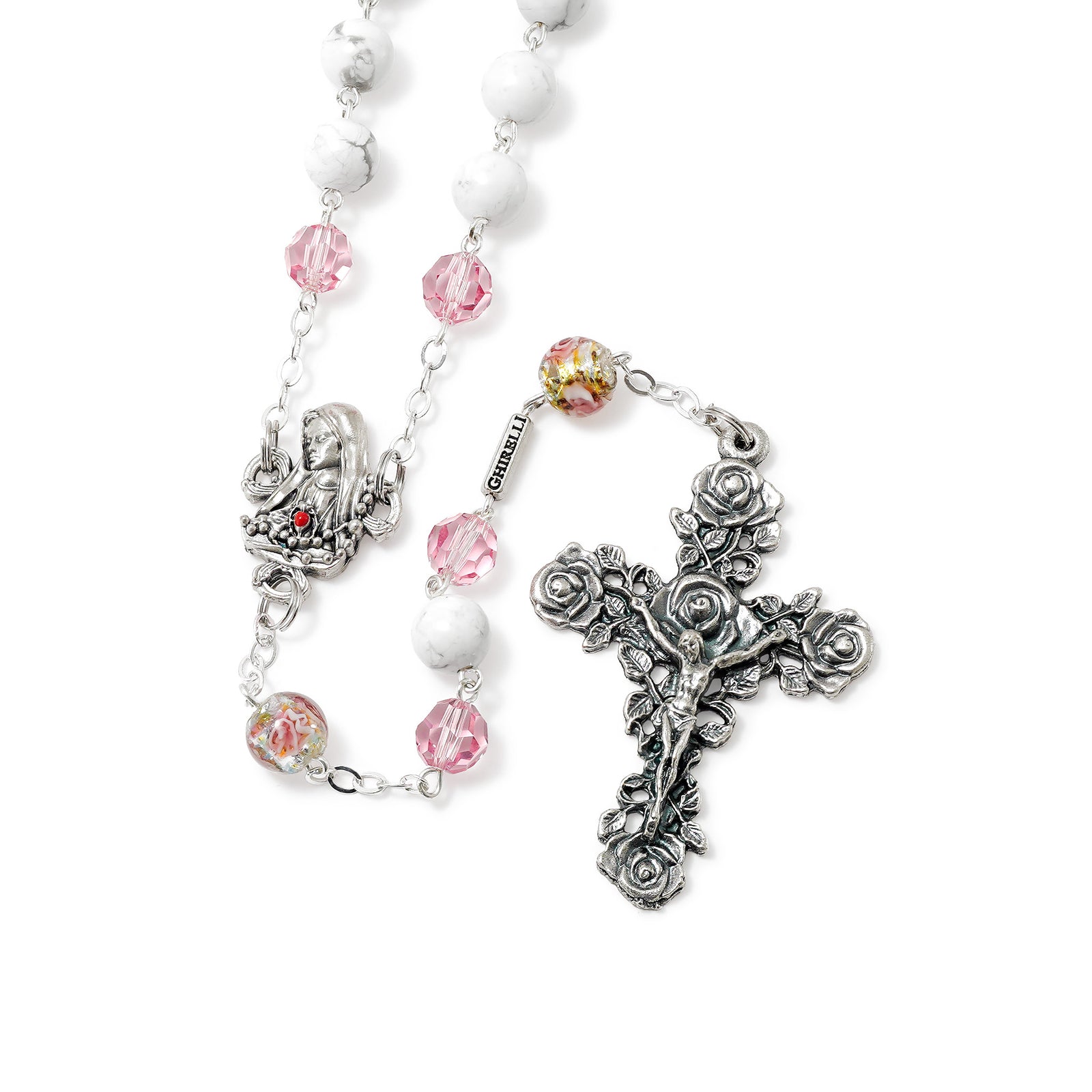 Our Lady of Fatima Rosary with Crystal, Blush - Ghirelli Srl - ROW