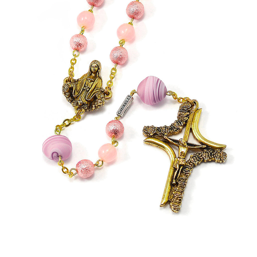 Madonna Rose Murano & Gold Rosary