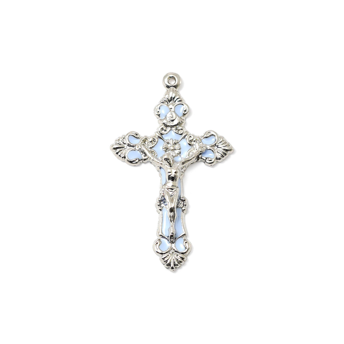 Mary's Motherly Love Collection Sky &amp; Nickel Rosary with Silver Caps - Ghirelli Srl - ROW