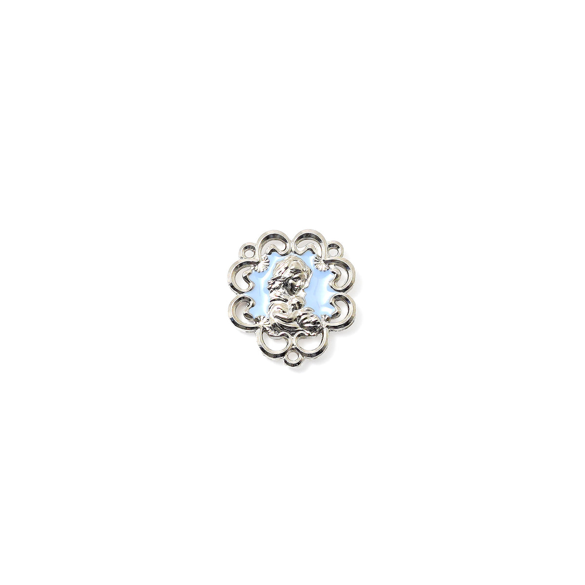 Mary's Motherly Love Collection Sky &amp; Nickel Rosary with Silver Caps - Ghirelli Srl - ROW