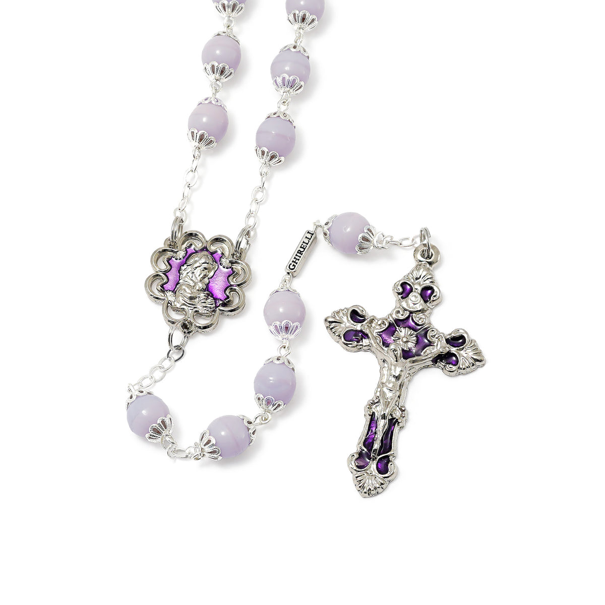 Mary's Motherly Love Collection Lilac &amp; Silver Rosary - Ghirelli Srl - ROW
