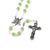 Annunciation Rosary, Silver & Peridot Bohemian Glass