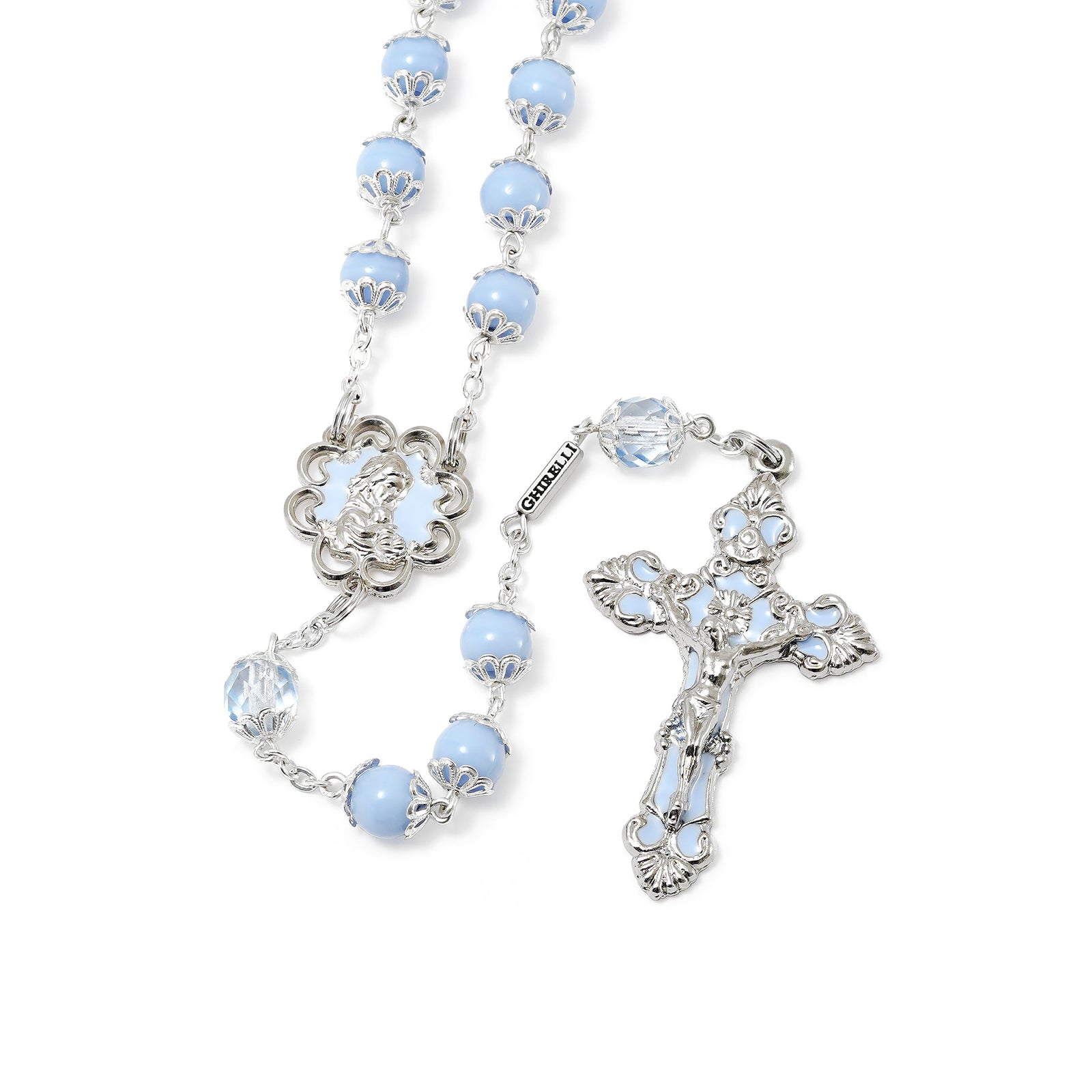 Mary's Motherly Love Collection Sky & Nickel Rosary with Silver Caps - Ghirelli Srl - ROW