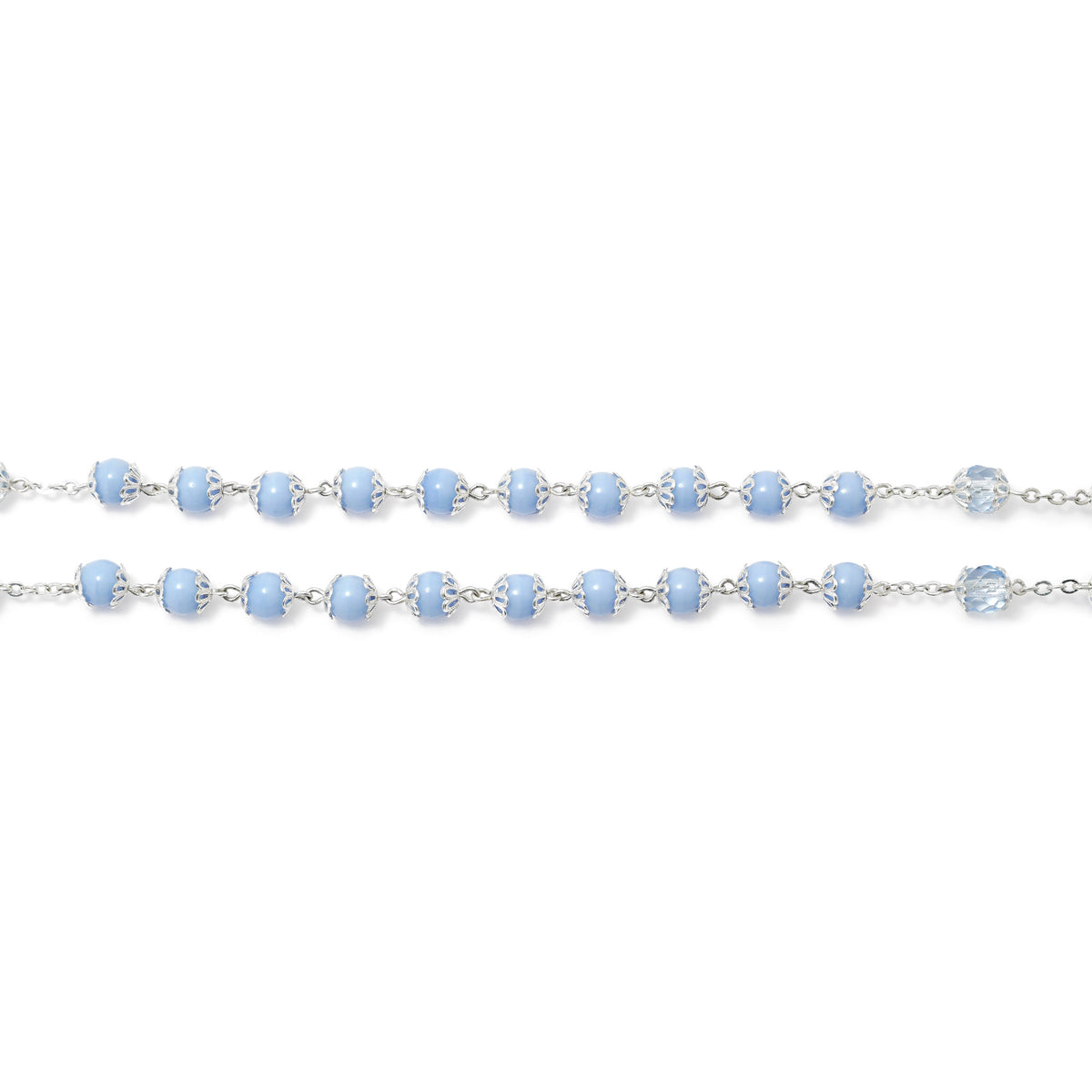 Mary's Motherly Love Collection Sky &amp; Nickel Rosary with Silver Caps - Ghirelli Srl - ROW