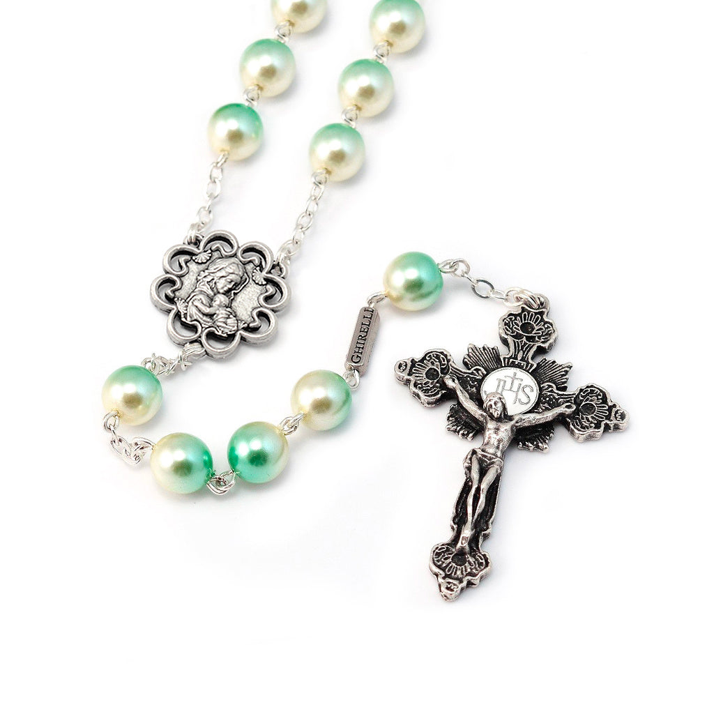 Mary&#39;s Motherly Love Collection Two Tone Pearl Rosary