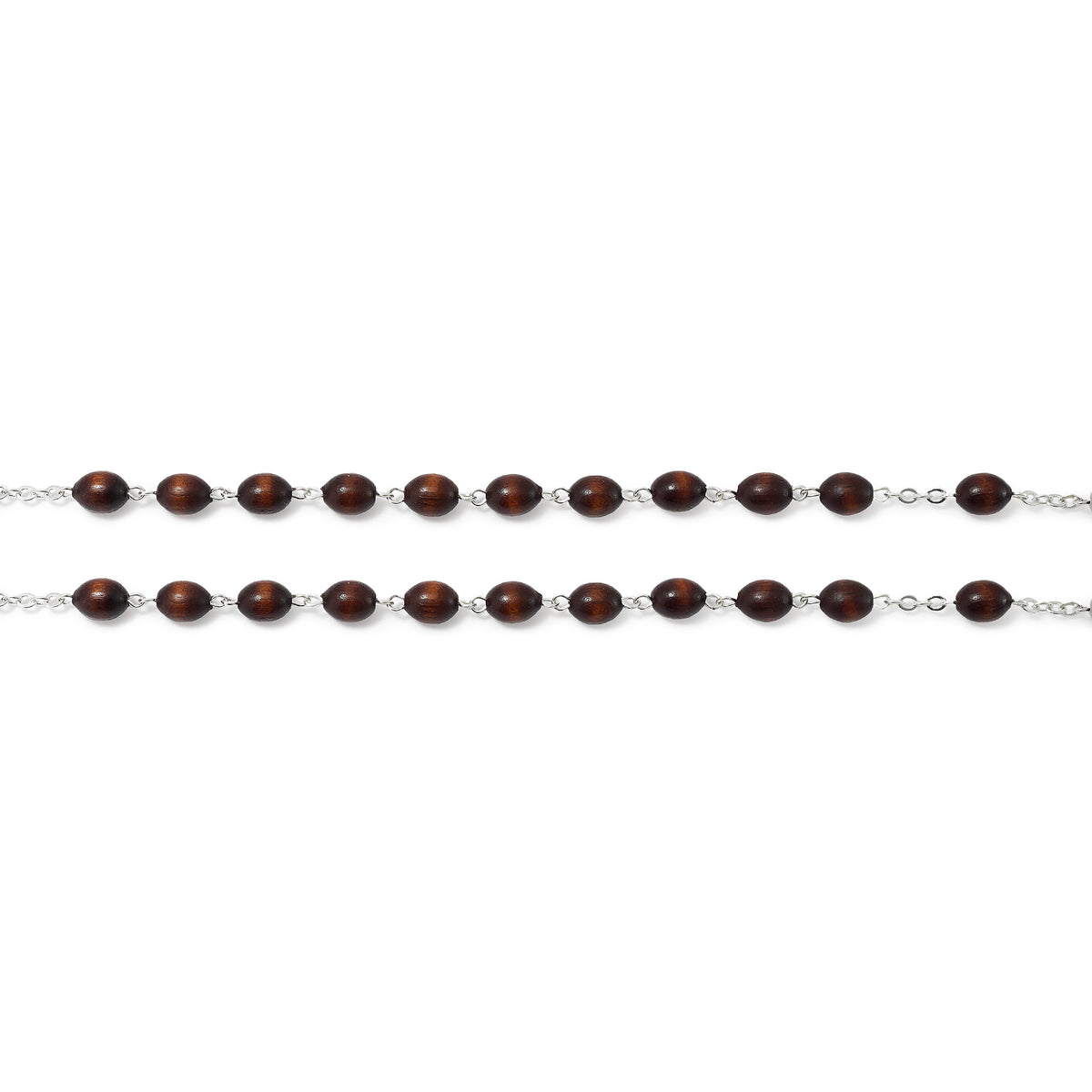 Saint Joseph Rosary in Silver with Italian Wood Beads - Ghirelli Srl - ROW