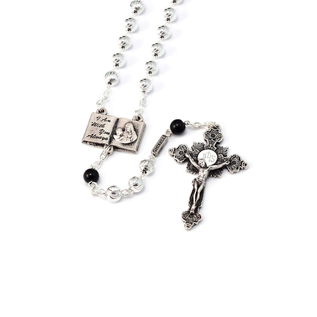 Holy Communion Book of Life Silver & Glass Rosary