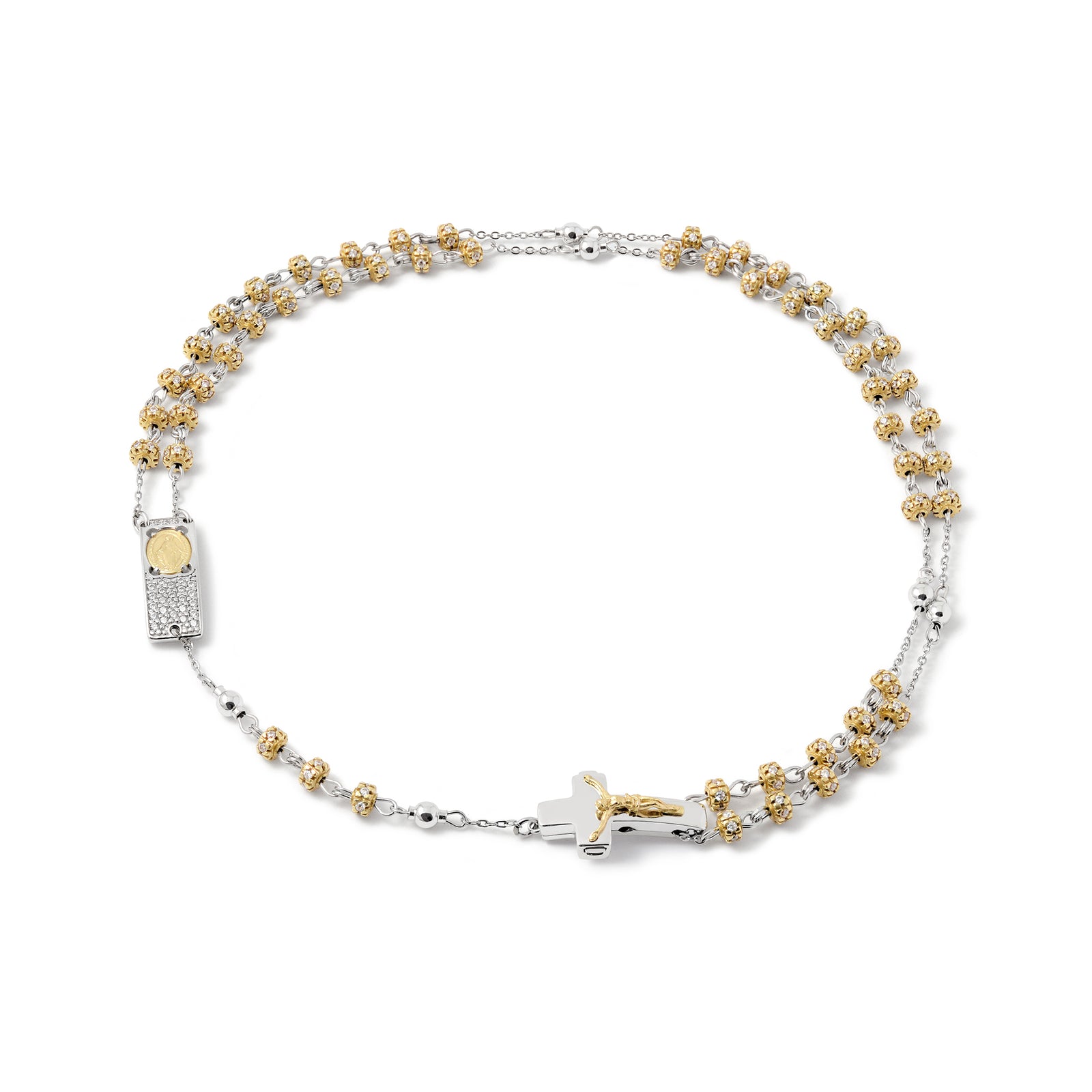 Rosalet® necklace with pavé gold beads