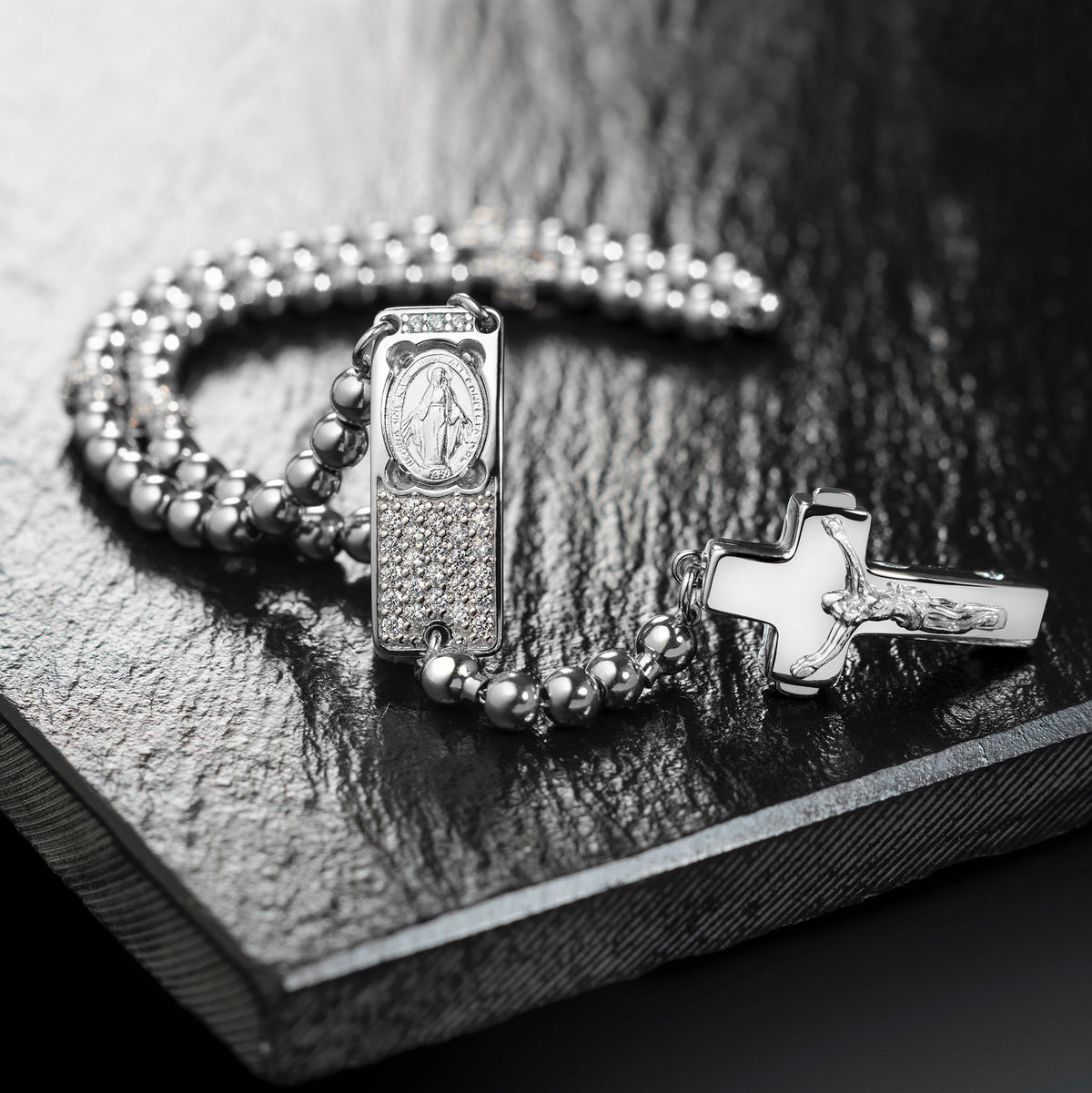 Elegant Rosalet bracelet with rhodium finish and zircon accents
