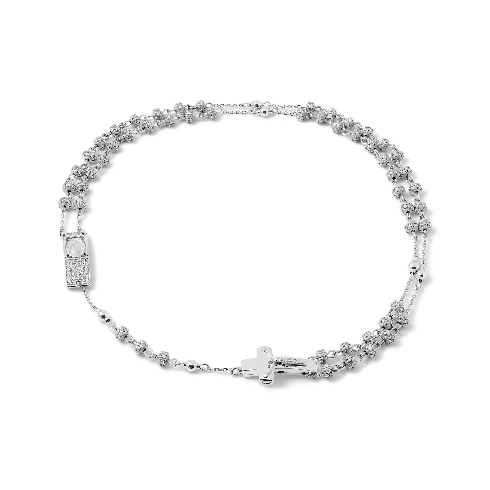 Rosalet® necklace with pavé silver beads