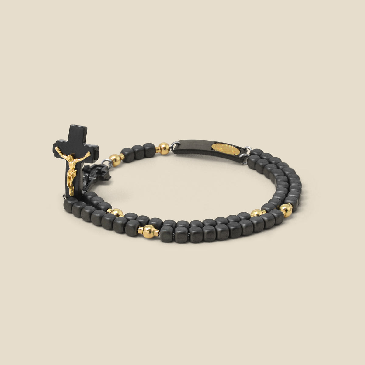 Rosalet Black Rhodium rosary bracelet with hematite beads