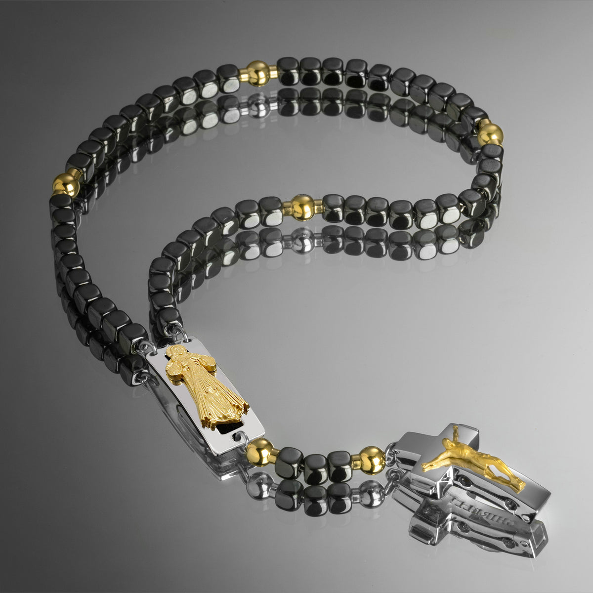 DEVOTIONAL ROSALET® - SQUARE POLISHED HEMATITE BEADS - Ghirelli Srl - ROW