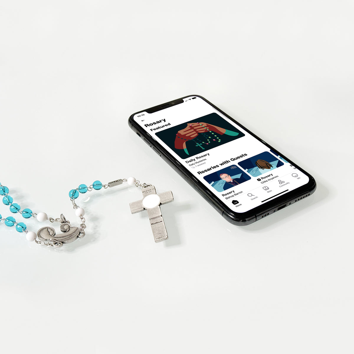 Ghirelli® Smart Rosary with antique silver finish and NFC technology integrated into a traditional yet innovative prayer design.