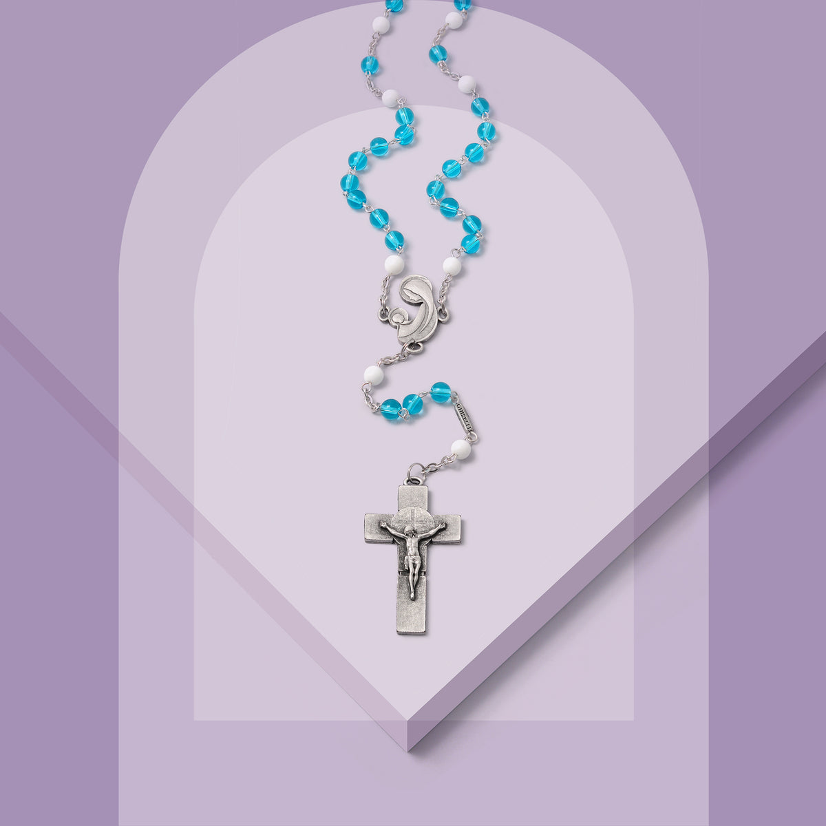 NFC-enabled Smart Rosary paired with the Hallow® App for daily meditations, rosary reflections, and Catholic prayers.