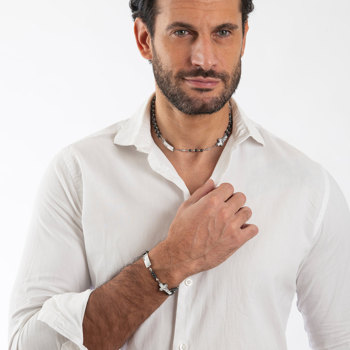 Rosalet® bracelet with matte hematite beads