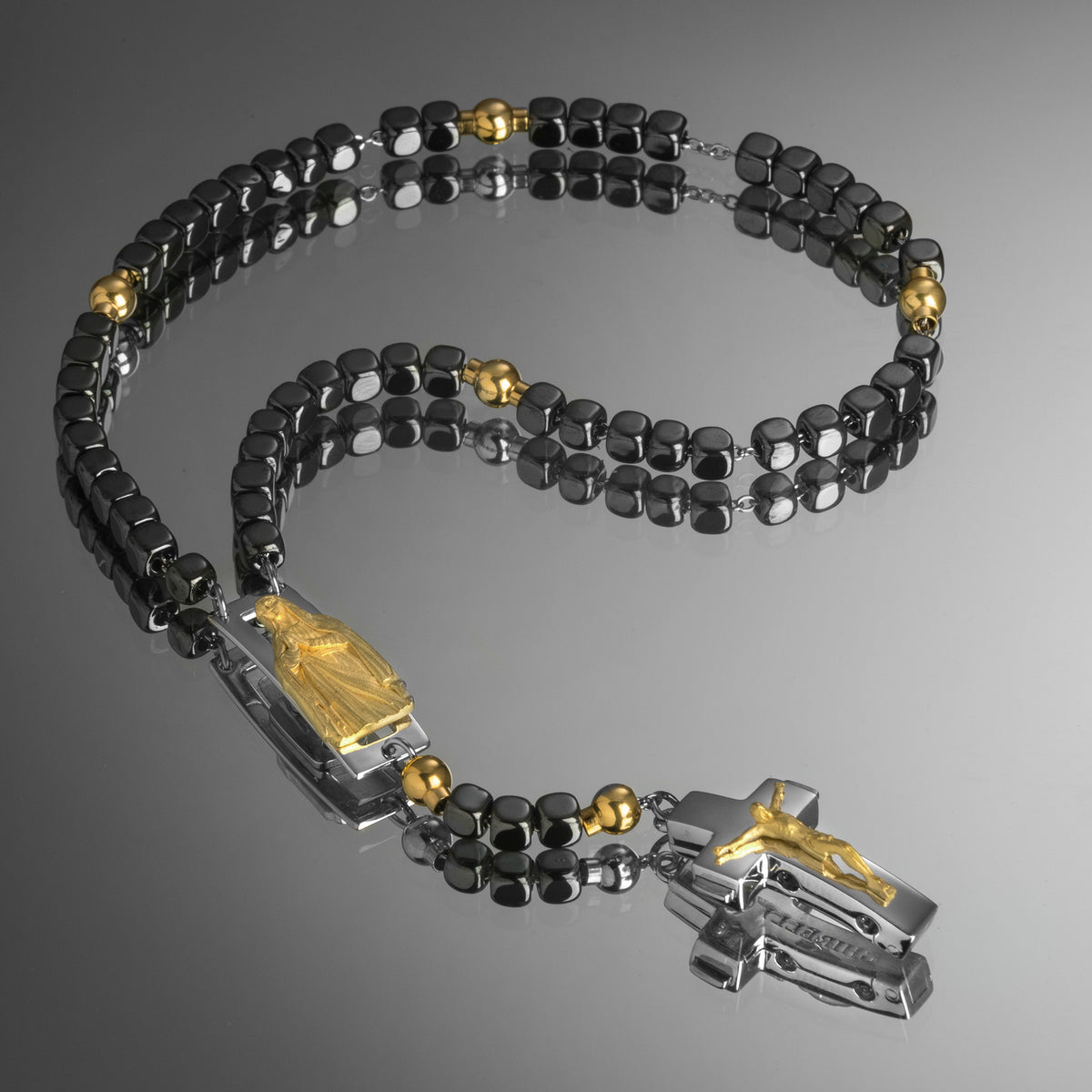 ROSALET® DEVOZIONALE - PERLE QUADRATE IN EMATITE LUCIDA