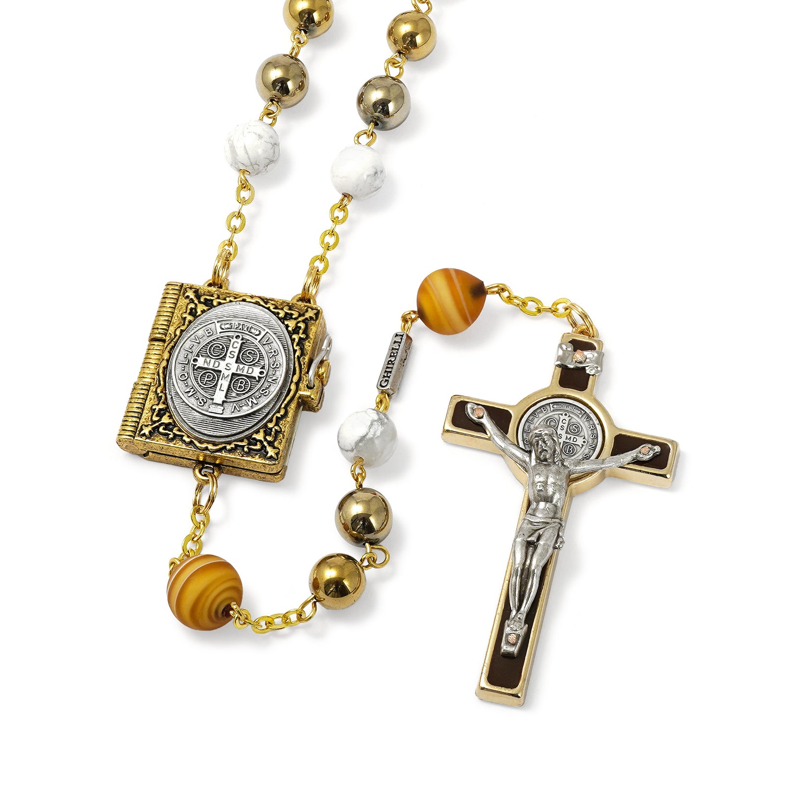 Saint Benedict Booklet Gold Rosary