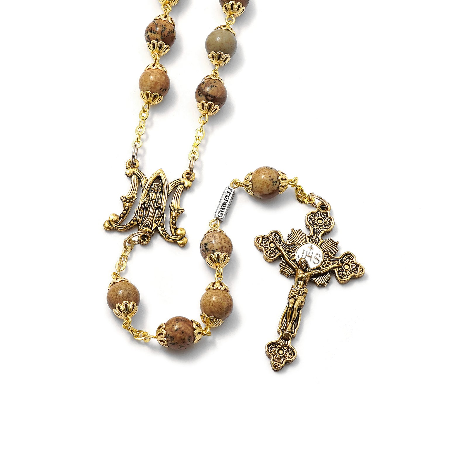 Our Lady of the Miraculous Medal Rosary antique gold