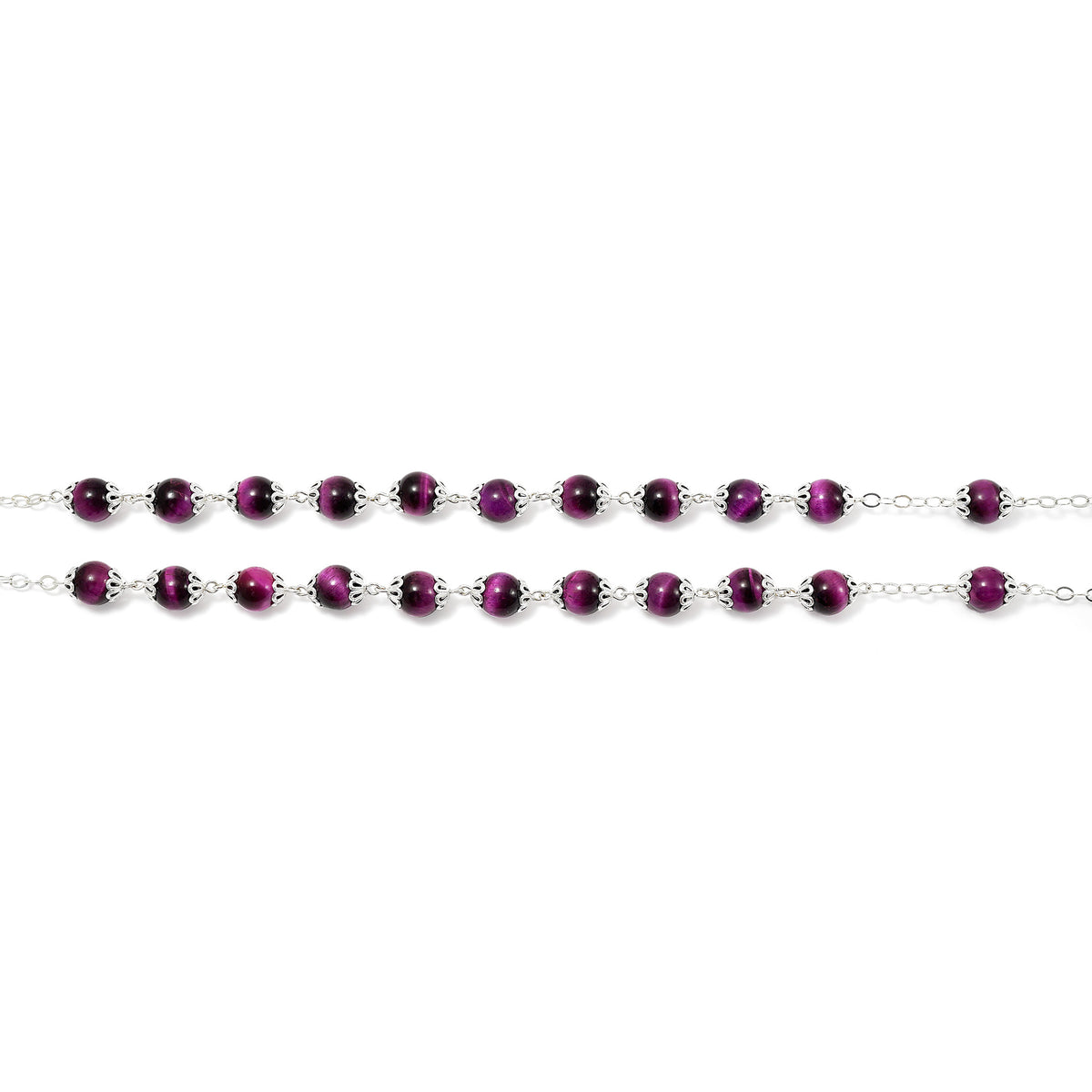Lourdes Virgo Maria Roses Violet Two-Toned Glass Nickel Rosary - Ghirelli Srl - ROW