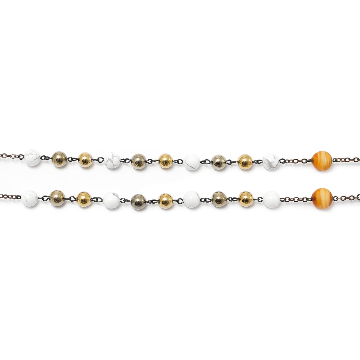 Rosario di San Giovanni Paolo II in rame anticato con autentico vetro di Murano