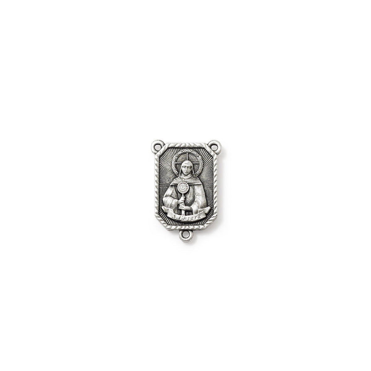 Saint Francis and Saint Clare of Assisi Rosary Black Wood &amp; Silver