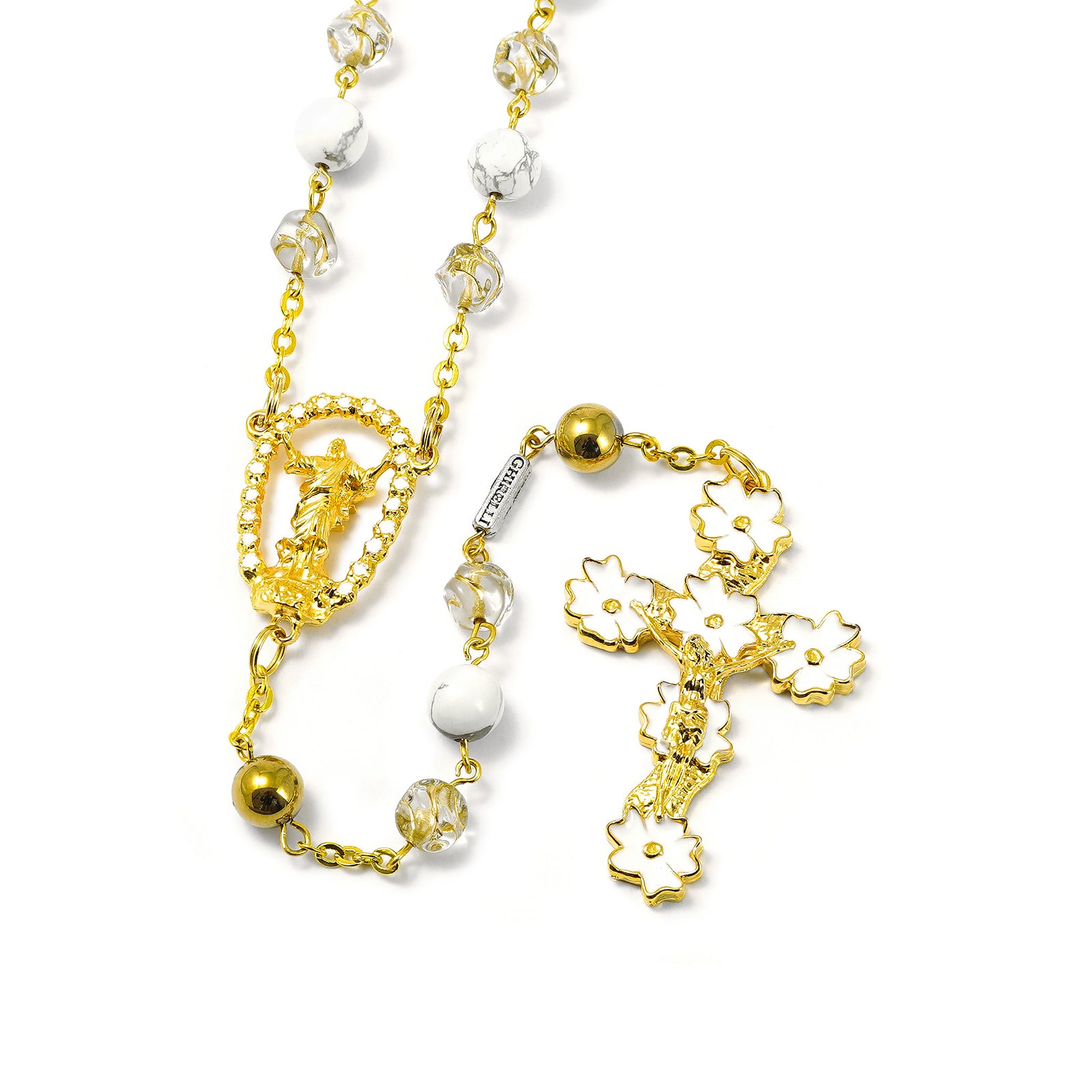 Holy Easter Gold Rosary with Hematite Stone