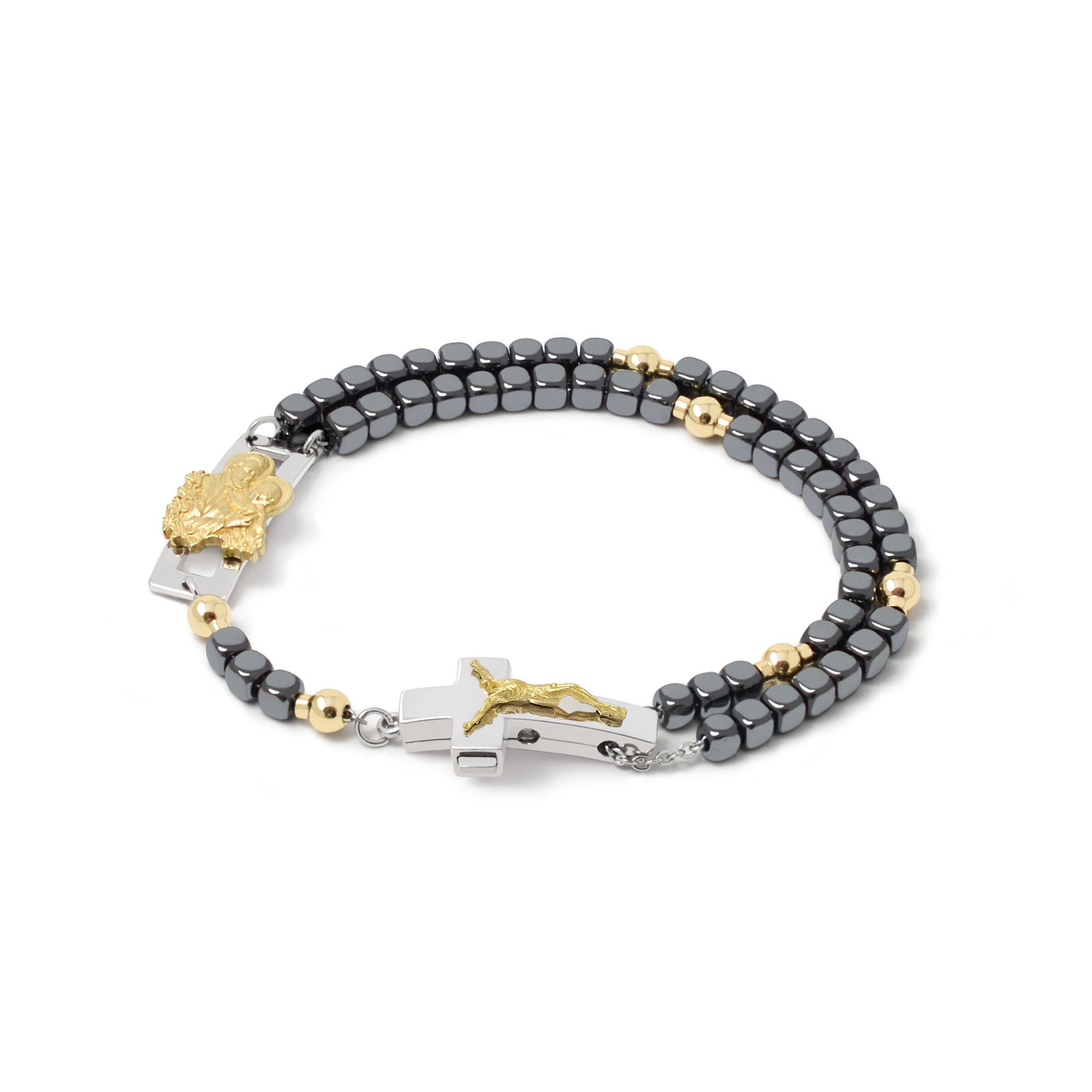 DEVOTIONAL ROSALET® - SQUARE POLISHED HEMATITE BEADS