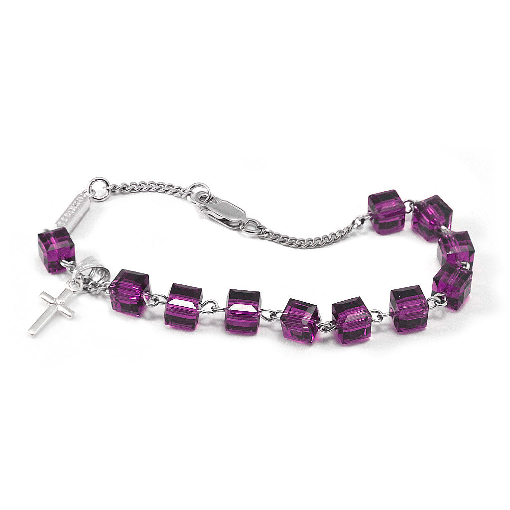 AMETHYST CRYSTAL BRACELET WITH STERLING SILVER