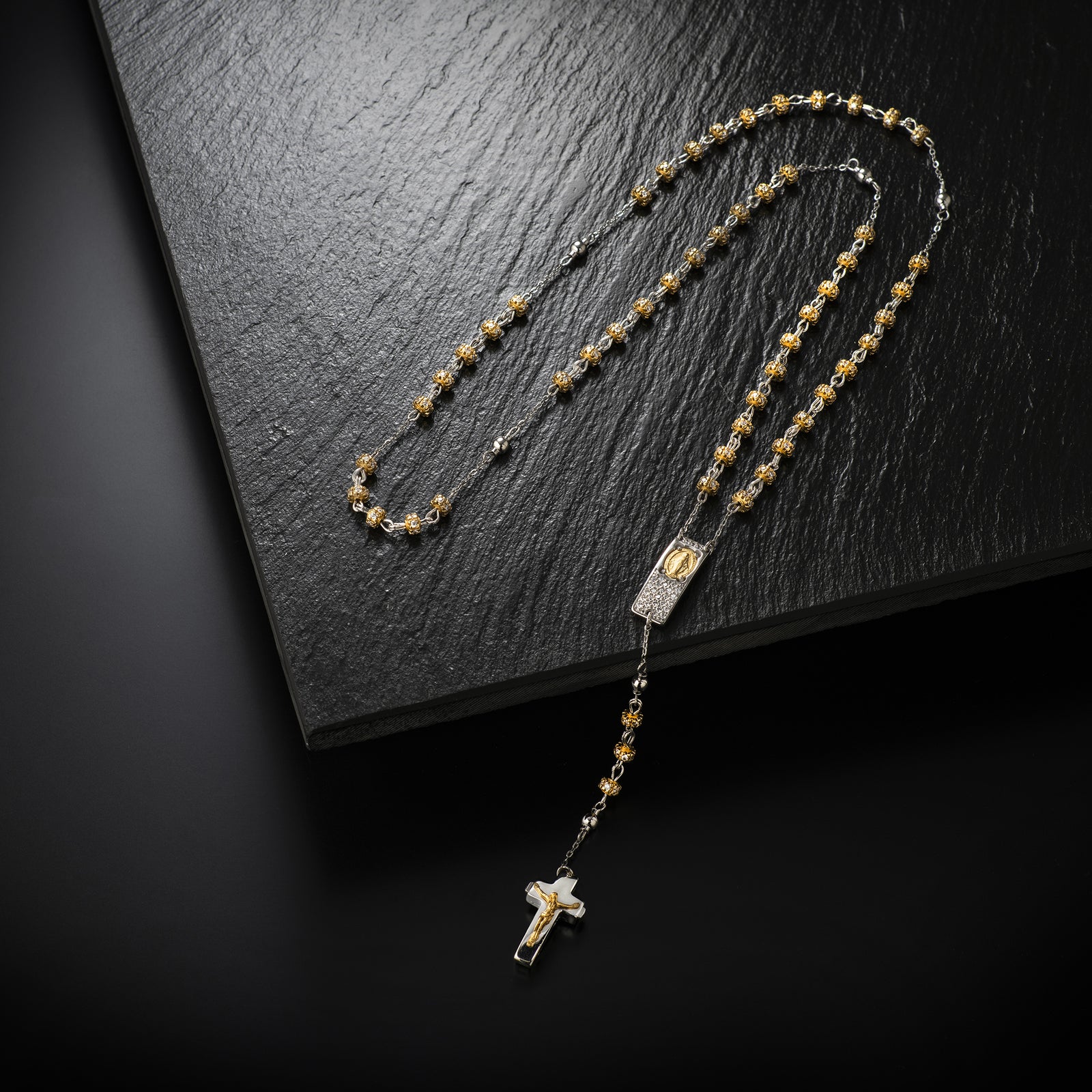 Sterling silver and gold wearable rosary