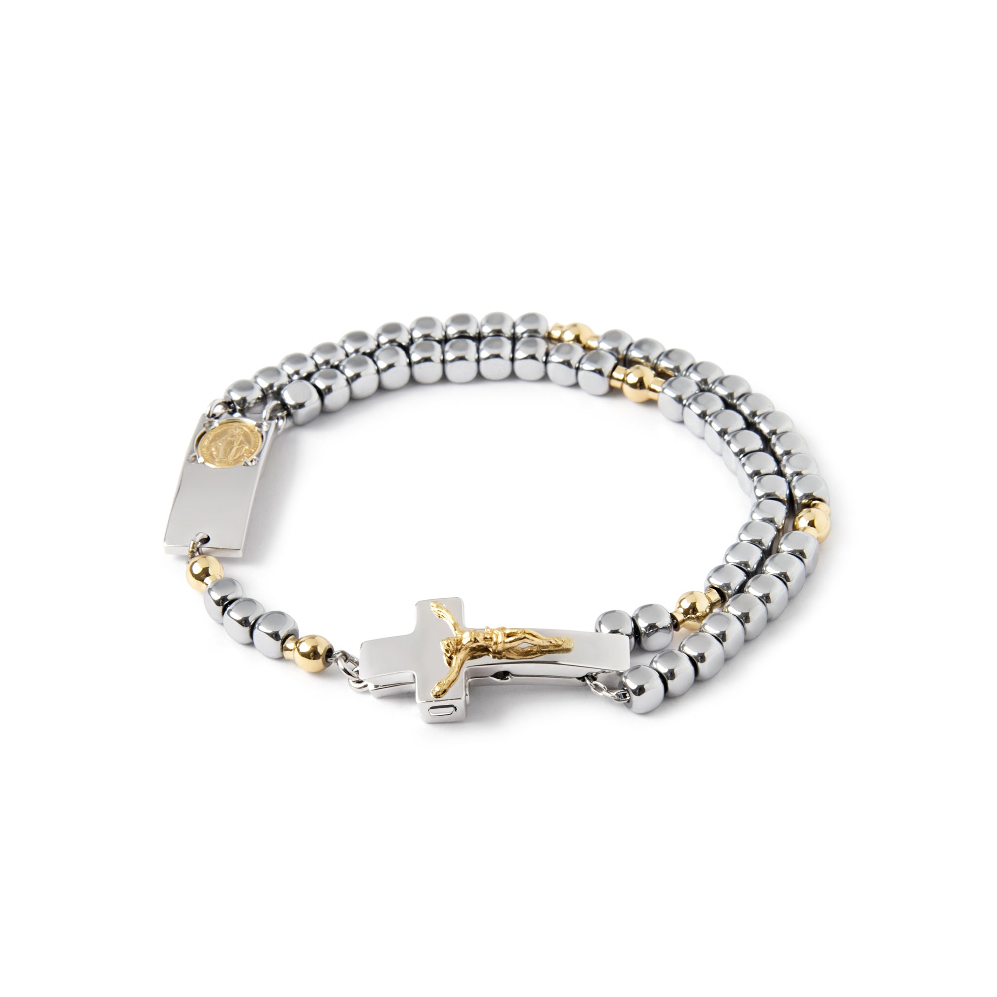ROSALET® PERLE QUADRATE IN EMATITE D'ARGENTO, PATER IN ARGENTO STERLING PLACCATI IN ORO, TRADIZIONALE   