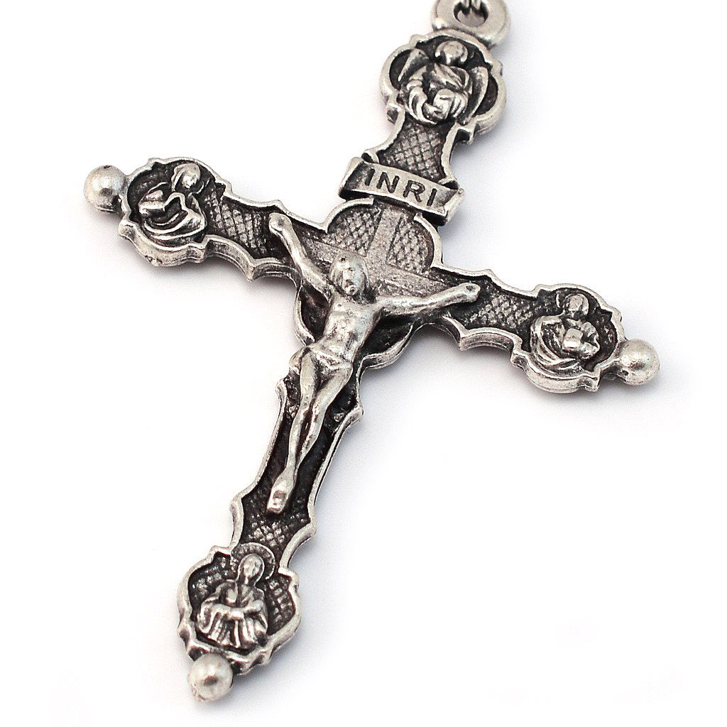 Fatima Lily Crimson &amp; Silver Rosary